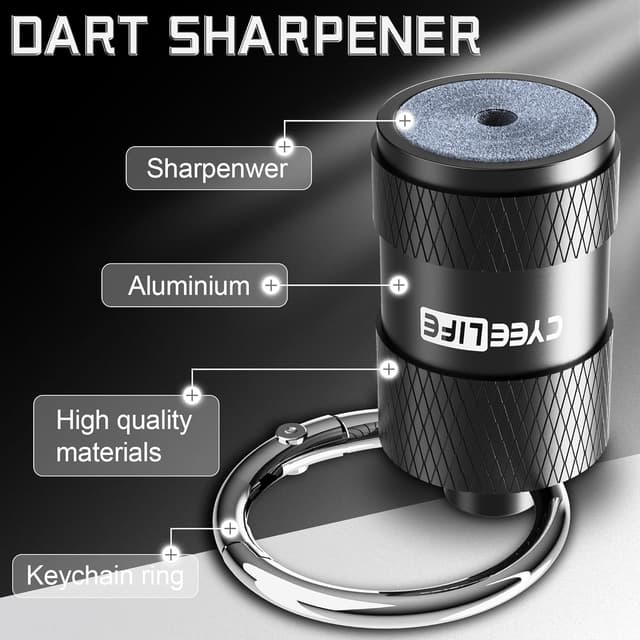 Detalle de CyeeLife Schleifsteine für Dartpfeile mit Metallspitzen – kompakter Dart Sharpener als Schlüsselanhänger