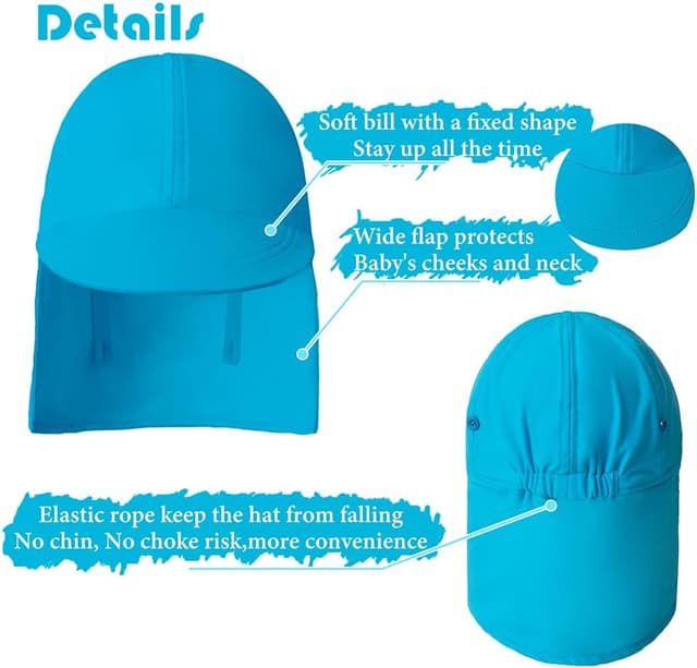 Detalle 2 de Kids Legionnaires Hat by Gifts Treat — UPF 50+ sun protection swim cap with neck flap