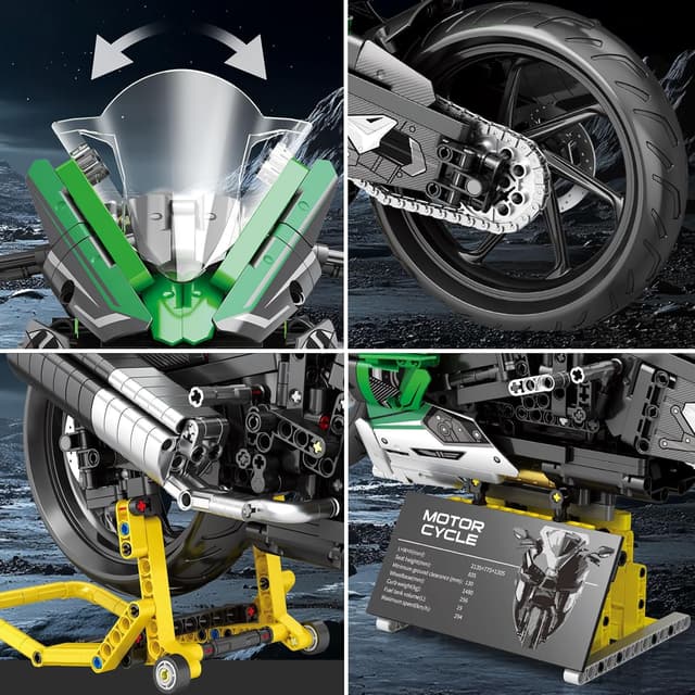 Detalle 2 de Reobrix H2 SX SE en briques 1:5 (plus de 2088 pièces) – maquette de moto réaliste pour adultes et ados