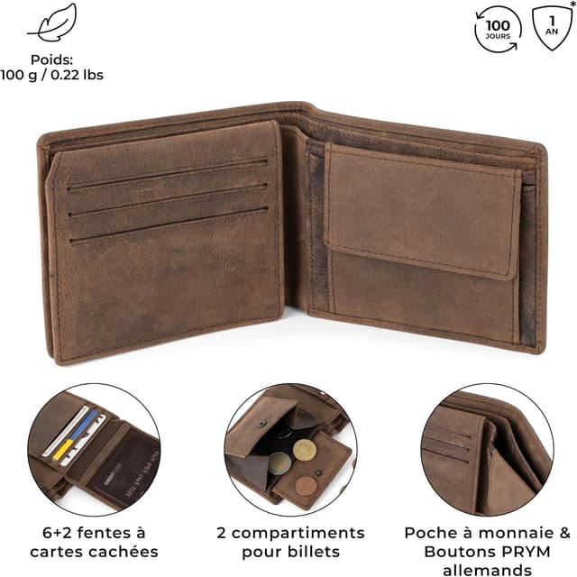 Detalle de Berliner Bags Peter porte‑feuille cuir compact avec RFID