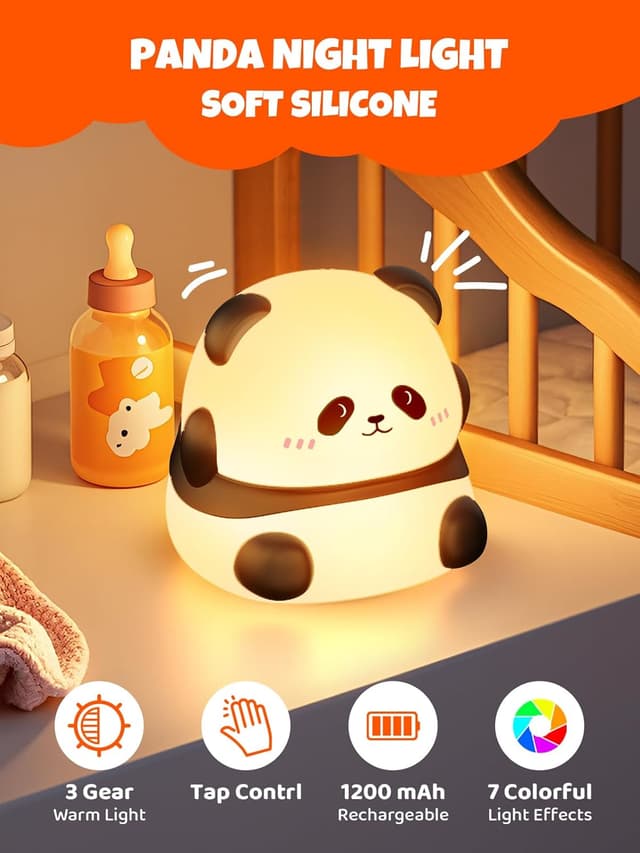 Detalle de Smiling Shark Mignon LED Veilleuse enfant Panda tactile rechargeable 3 niveaux + RGB