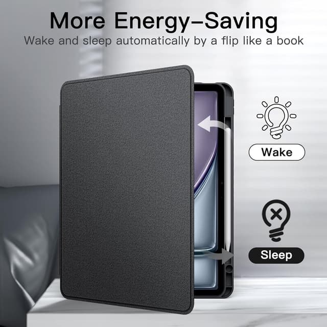 Detalle de JETech Slim Folio Case for iPad Air 13-inch (M4/M3/M2, 2026/2025/2024) with Pencil Holder, Auto Wake/Sleep – Black