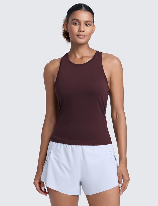 Detalle 2 de CRZ YOGA Canotte da donna senza cuciture a collo alto con retro scollato per allenamento