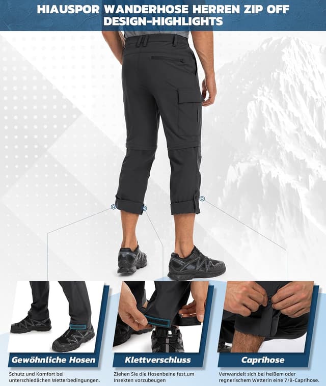 Detalle 1 de Hiauspor Wanderhose Zip-Off 5 Taschen