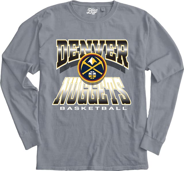 Detalle de Blue 84 NBA Officially Licensed Long Sleeve T-Shirt (Unisex) — Ringspun Gray Icon