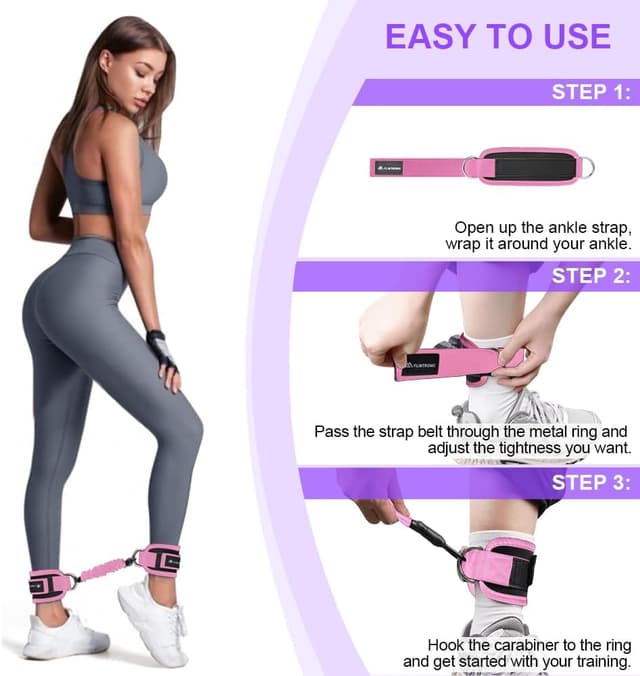 Detalle de flintronic : sangle de cheville réglable pour musculation et poulie (avec double anneau D)