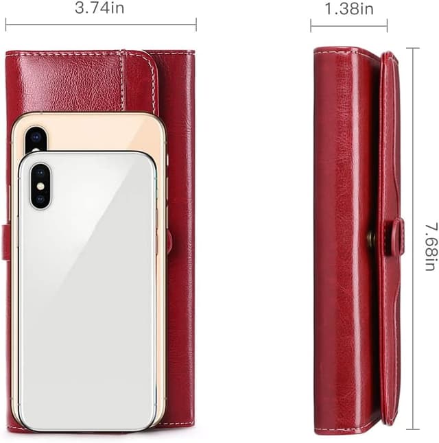 Detalle de SENDEFN RFID Blocking Women’s Purse Wallet with 12 Card Slots and Zipper Compartment