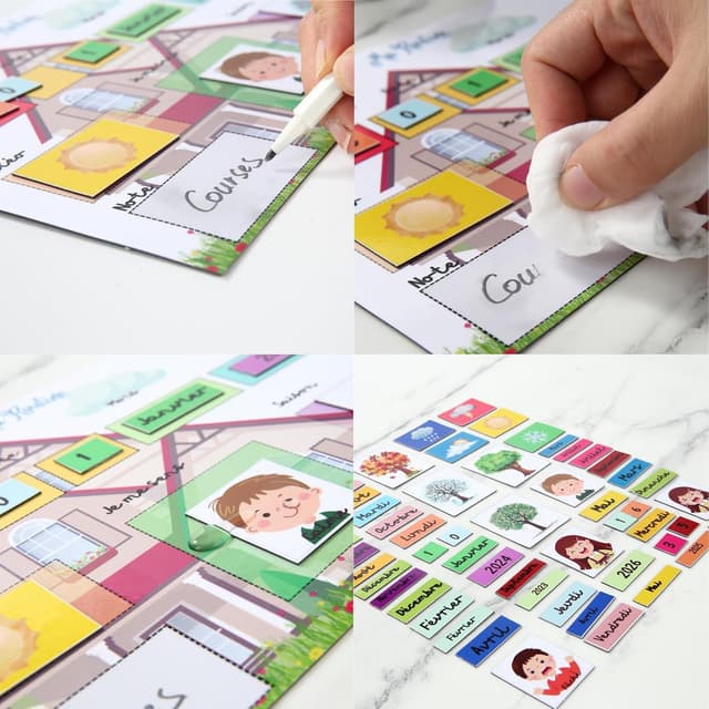 Thumbnail 6 de iPEAU Pictogrammes école maternelle Montessori : semainier magnétique 3-8 ans (114 aimants) pour routines