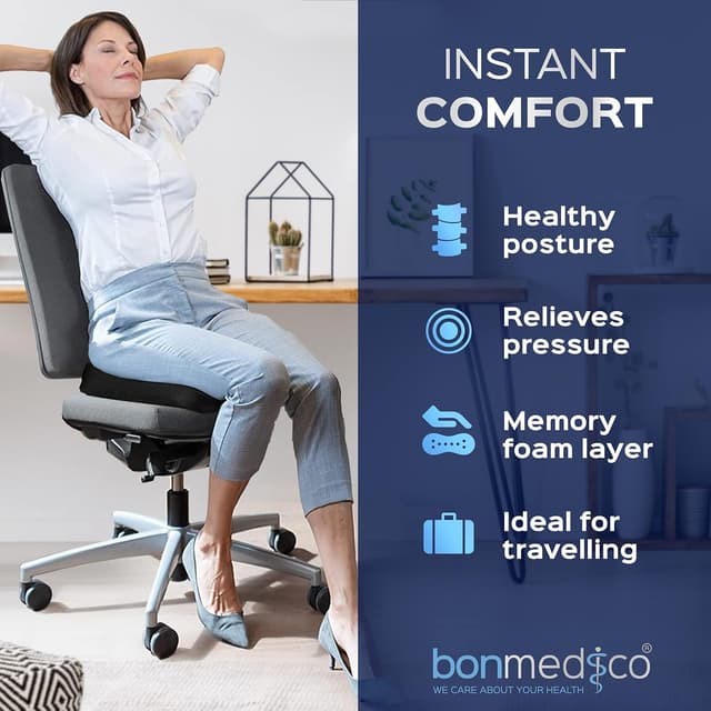 Detalle de Bonmedico Memory Foam seat cushion for pain relief