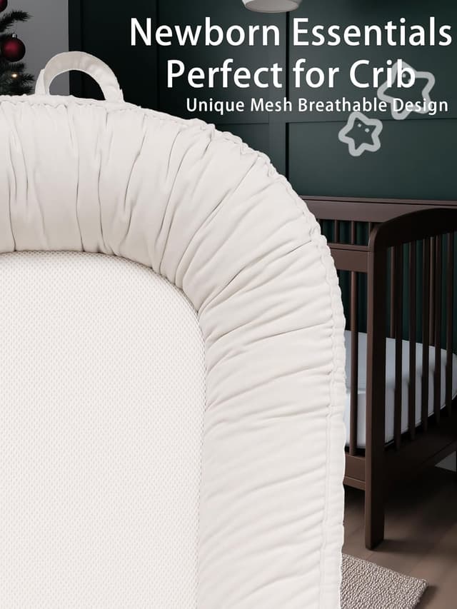 Detalle de EAQ Baby Nest Pod for Newborn (0–12 Months) – Soft, breathable travel & sleep pod in White