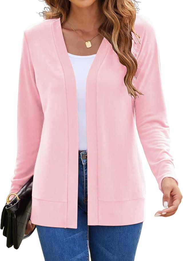 Detalle de Womens Lightweight Long Sleeve Open-Front Rayon/Spandex Cardigan Sweater