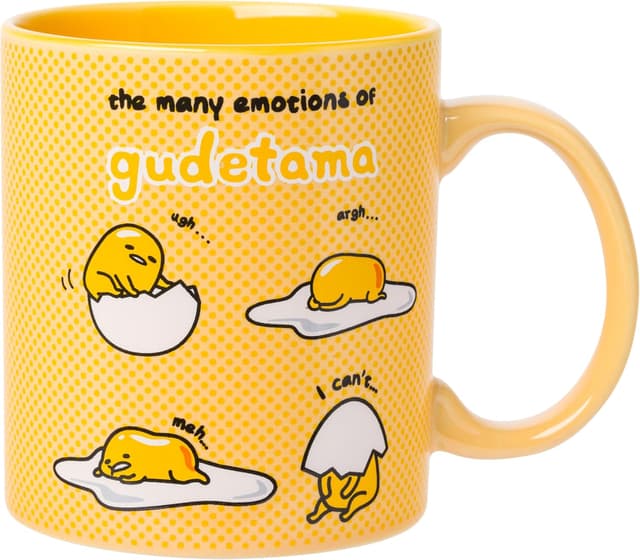 Detalle de Silver Buffalo Sanrio Gudetama “The Many Emotions of Gudetama” Ceramic Mug (20 Ounces)