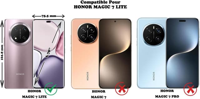 Detalle de Tenphone coque souple en silicone/TPU pour Honor Magic 7 Lite 5G (noir mat) avec protection de caméra