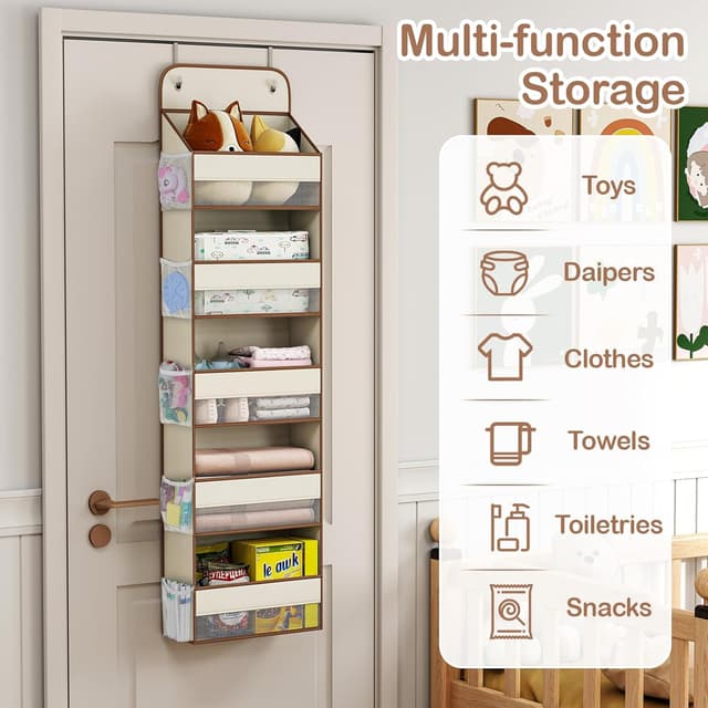Thumbnail 6 de LAMU 5-Etagen Tür-Organizer zum Hängen – schwingungssicherer Schrank-Organizer für Kinderzimmer & Bad, Beige