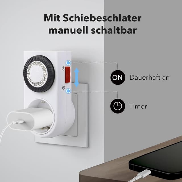 Detalle 1 de HBN Mechanische Zeitschaltuhr Steckdose 3680 W Timer