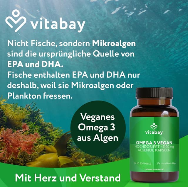 Detalle 2 de Vitabay Omega 3 Vegan DHA 600mg EPA 300mg