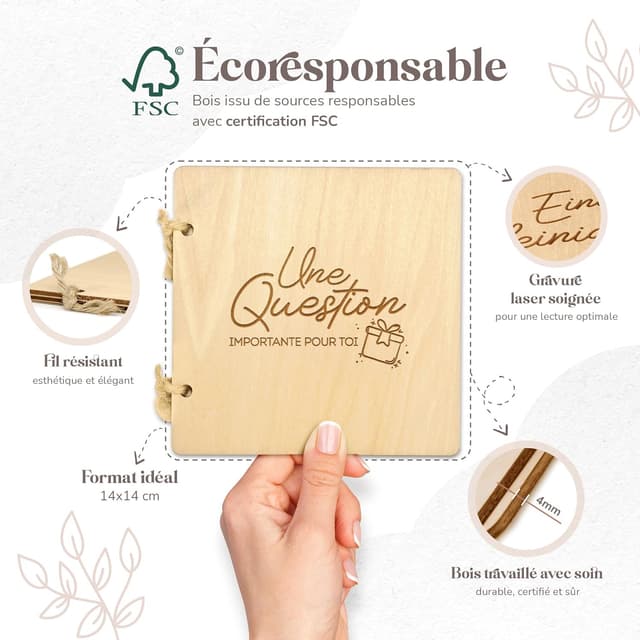 Detalle de Demande marraine & demande parrain en bois avec enveloppe et photo bébé