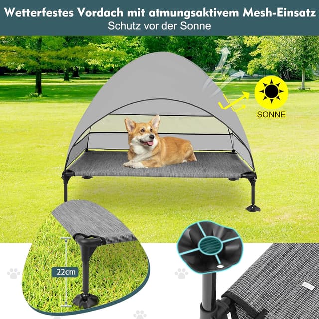 Detalle de Snagle Paw Hundeliege mit Dach – stabiles erhöhtes Hundebett für große Hunde, Indoor/Outdoor