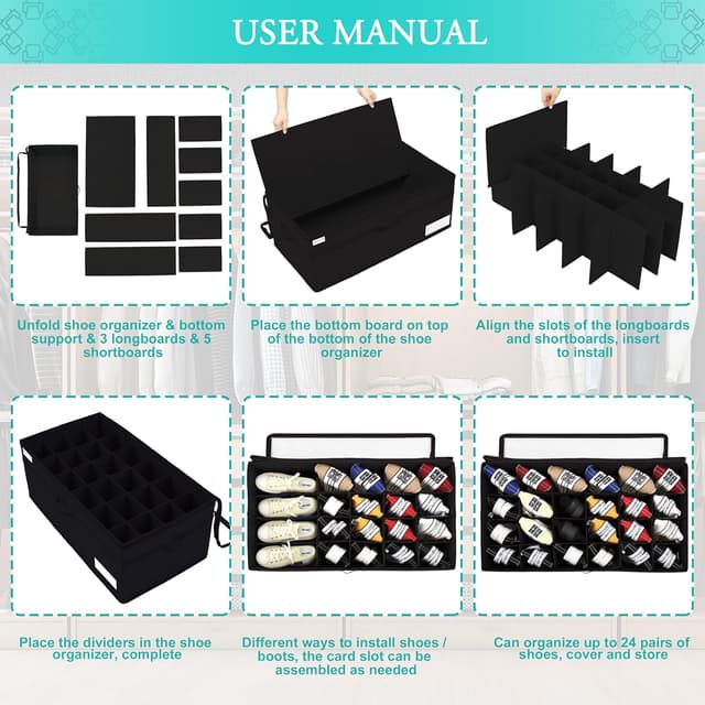 Detalle 2 de Organizer scarpe armadio 24 paia nero