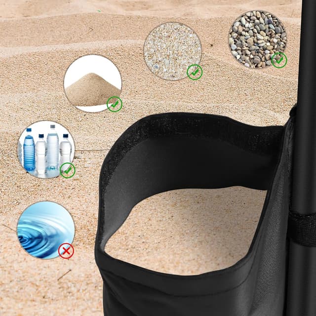 Detalle de Laneetal Pavillon-Gewichte 4er-Set für Zelte & Sonnenschirme – Befüllbare Sandsäcke aus Oxford-Gewebe