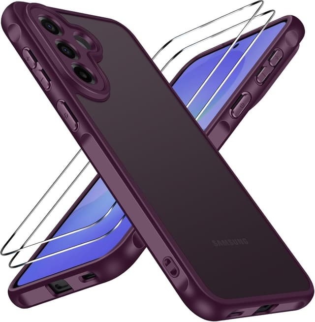 Detalle de ivoler Cover per Samsung Galaxy A57 5G con 2 pellicole in vetro temperato, rosso vino – protezione opaca traslucida e protezione fotocamera