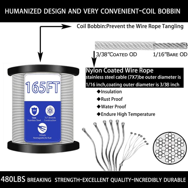 Thumbnail 4 de Kit Traliccio 50m cavo acciaio inox 304 2mm