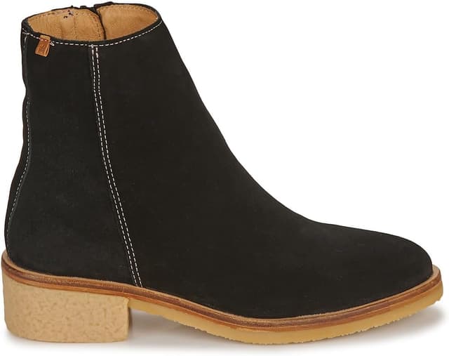 Detalle de El Naturalista Irati Low Boots für Damen – graue Stiefeletten aus Leder mit Reißverschluss