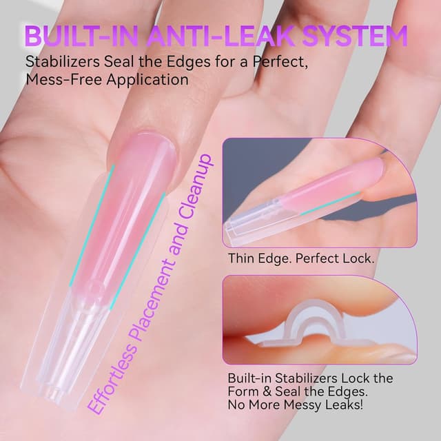 Detalle 2 de gelike ec Professional Dual Nail Forms für Builder-Gel – 240 Sandwich-Nagelformen in 15 Größen (Ballerina)