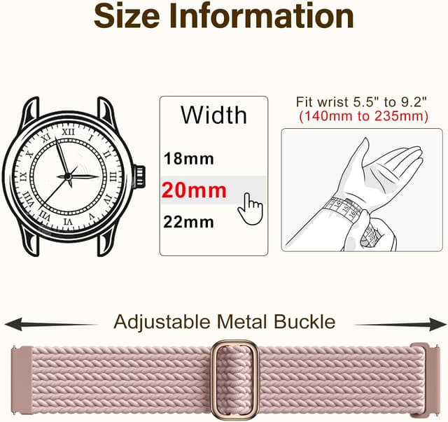 Detalle de Epova braided 20mm watch straps for Garmin Vivoactive/Forerunner and compatible 20mm bands