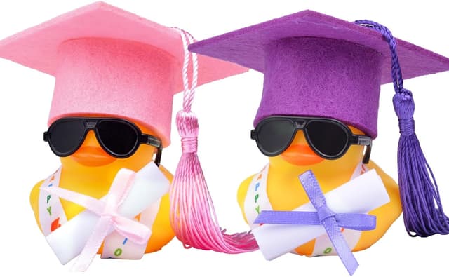 Detalle de Mwmoeen Lustige Akademiker Gummiente mit Diplom – 2 Stück für das Auto-Armaturenbrett zur Abschlussfeier