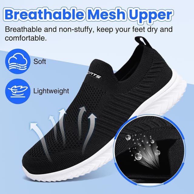 Detalle de Hanani Slip-on Basket unisexe en maille respirante pour running, fitness et marche