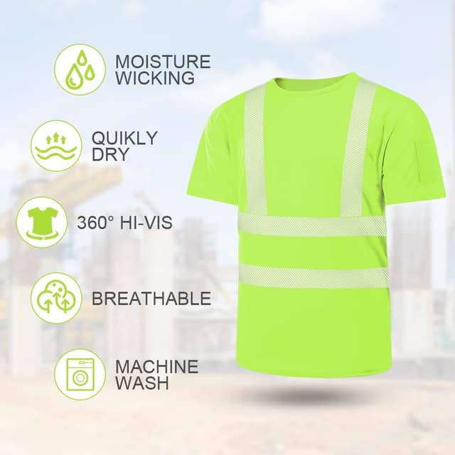 Detalle 2 de AUYAO T-shirt alta visibilità con catarifrangenti e manica corta, arancione