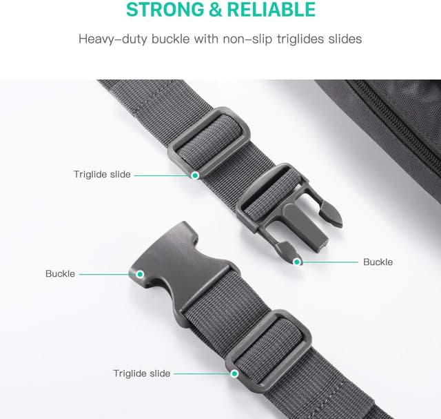 Detalle de FREETOO Gürteltasche für Damen und Herren mit 6 Reißverschlusstaschen – wasserdichte Bauchtasche für Hundespaziergänge, Laufen & Reisen