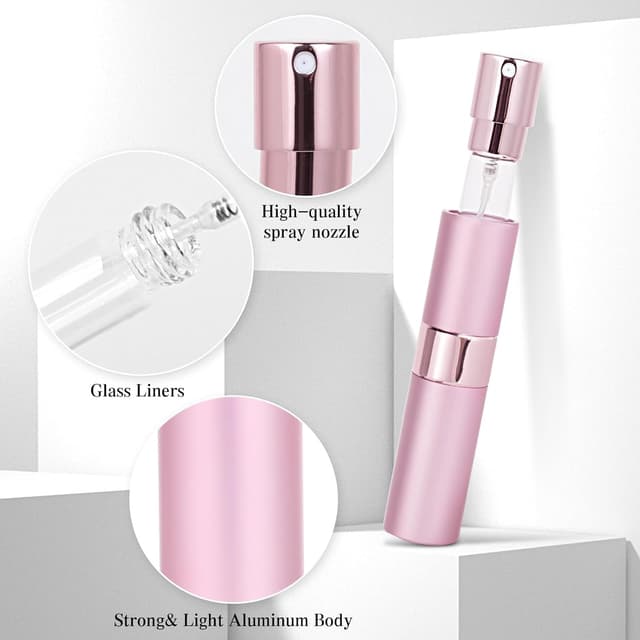 Detalle de AiQInu Vaporisateur Parfum – 3 mini sprays rechargeables de voyage (8 ml) rose + argent + noir