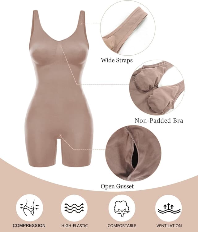Detalle de SHAPERX Shapewear Damen Bauchweg Body Shaper Overall-Shorts für Bauchkontrolle und glättende Oberschenkel