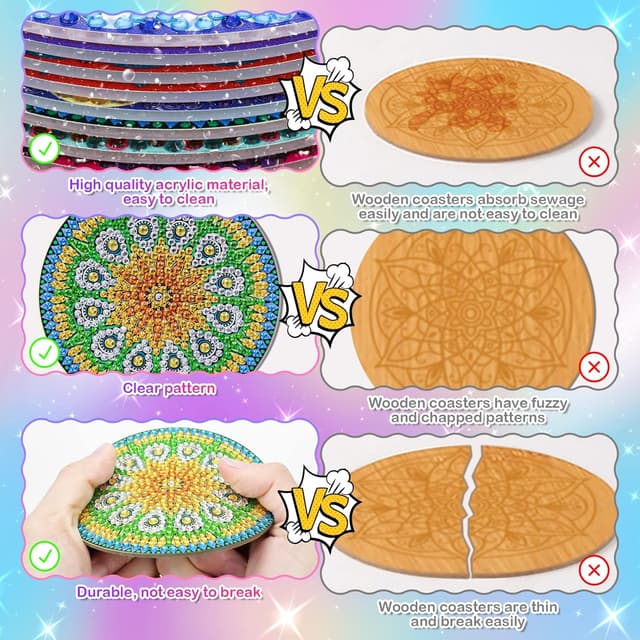 Thumbnail 6 de Bastelset Geschenk für Mädchen (8–12 Jahre): Diamond Painting Untersetzer mit 8 Motiven