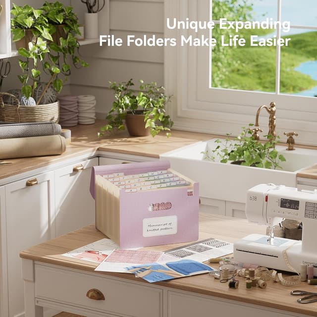 Detalle de EcoStash Accordion File Organiser (26 Pockets) in Lavender Purple – A4/Letter expanding document folder