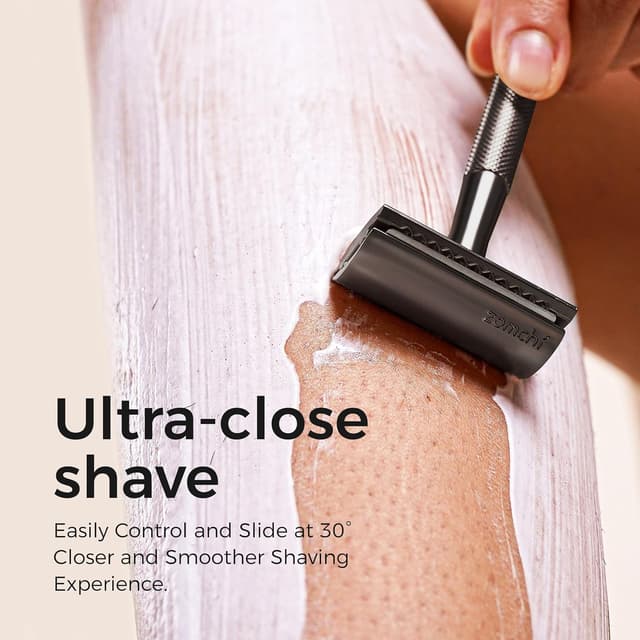 Detalle de ZOMCHI Rasoir de sécurité homme noir avec 5 lames double tranchant (zéro déchet)