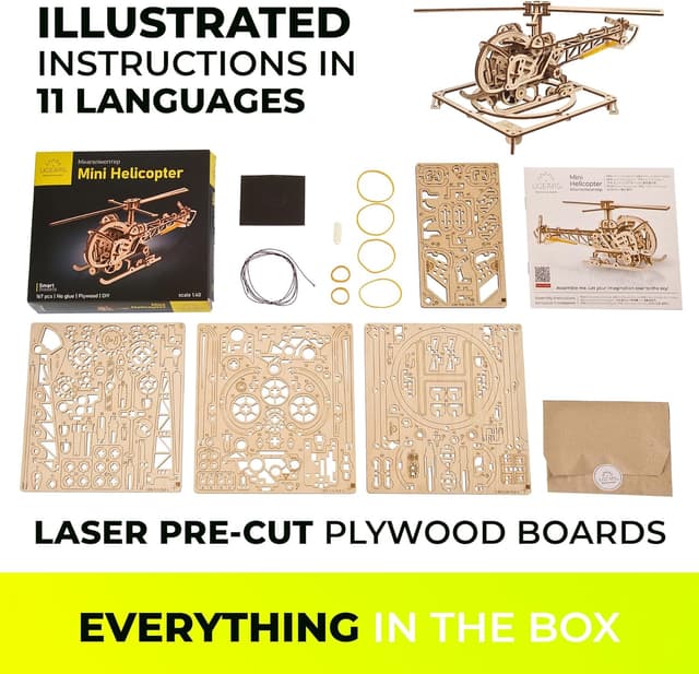 Thumbnail 6 de UGEARS Mini Elicottero – kit di costruzioni in legno 3D con modello meccanico realistico