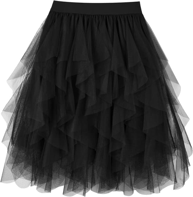 Detalle de TRIWORKS Tulle Skirt for Women – Irregular Elastic High Waist Layered Midi Mesh Tutu