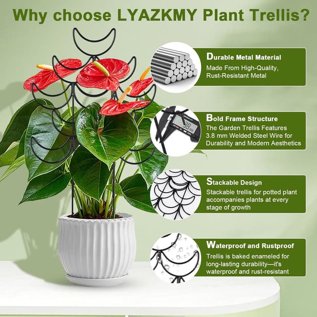 Detalle 2 de LYAZKMY 4 Pack Stackable plant trellis 37cm