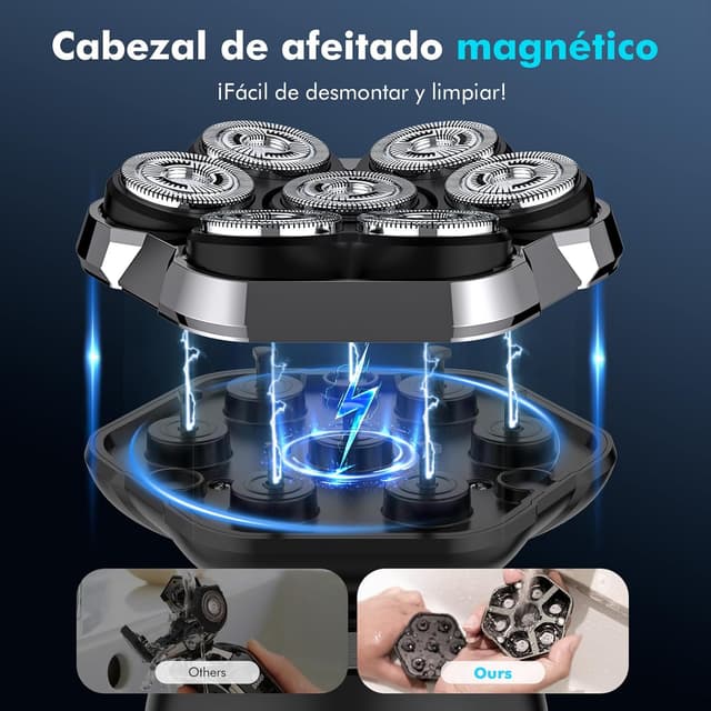 Detalle de ETENTOUS 7D Afeitadora Cabeza Hombre con Pantalla LED ✂