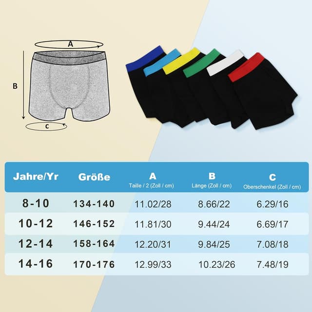 Thumbnail 6 de Lakpoau Jungen Boxershorts aus Baumwolle – 12er Pack (Größen 134–176)
