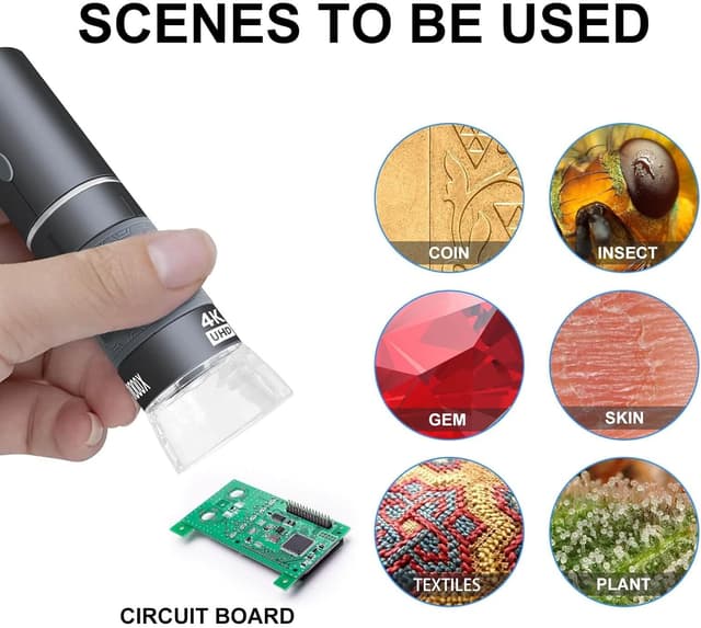 Detalle de Ninyoon 4K WiFi microscopio per Android (50–1000X) USB wireless digitale