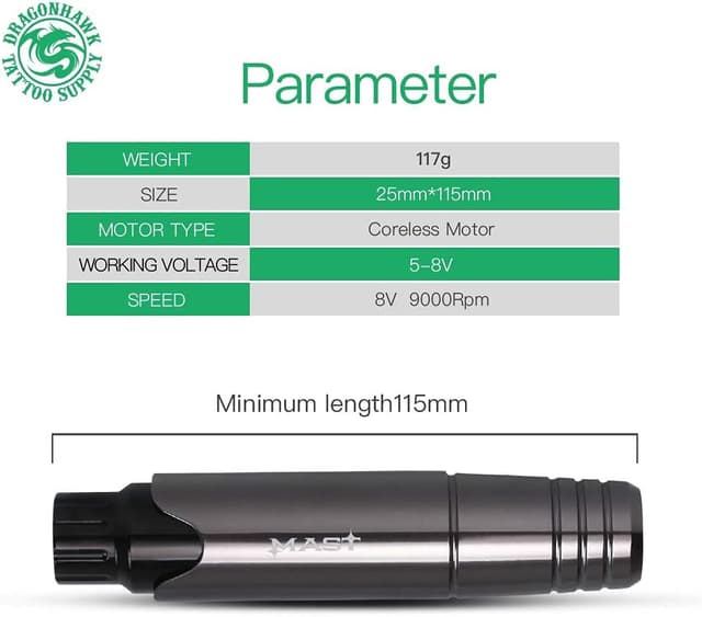 Detalle de Mast P10 Stylo rotatif de machine à tatouer pour microblading et sourcils, gris