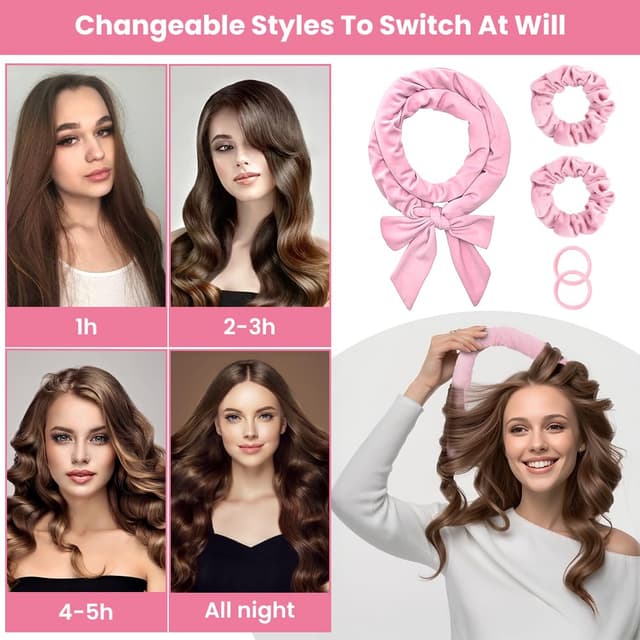 Thumbnail 6 de BUTBU 5er-Set Heatless Curls: Lockenwickler über Nacht ohne Hitze (rosa)