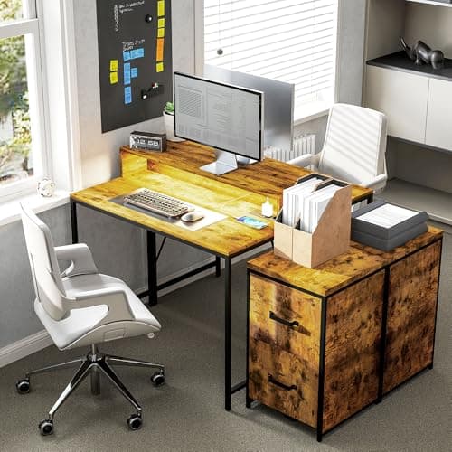 Thumbnail 8 de HOMCOM Escritorio Industrial con Luces LED y Tomas de Corriente🖥