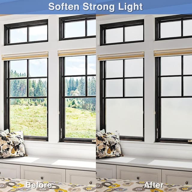 Detalle de Volcanics Fensterfolie blickdicht (Milchglas-Effekt) 90 x 200 cm, statisch, klebstofffrei mit Montagewerkzeug