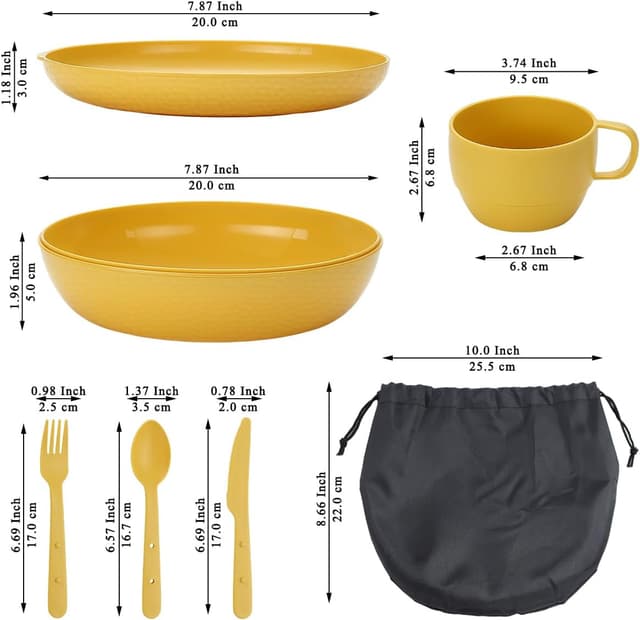 Detalle de Berglander Camping Mess Kit with Bowl, Plate, Cup, Cutlery & Carry Bag