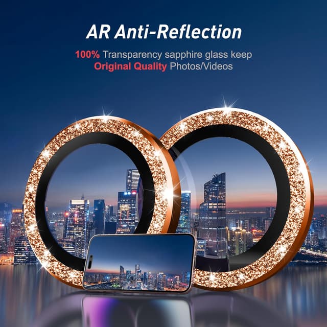 Detalle de Jeluse Camera Lens Protector with 9H Tempered Glass and Metal Ring (for select iPhone Pro models)